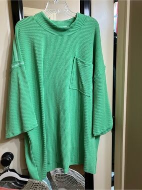 Bright green ribbed shirt